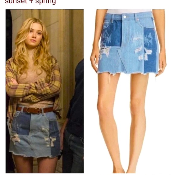 Sunset+Spring Patchwork Denim Mini Skirt - Picture 4 of 13